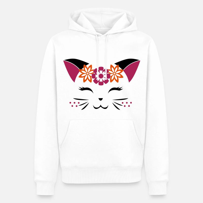 visage de chat - Sweat à capuche Premium bio Homme - blanc