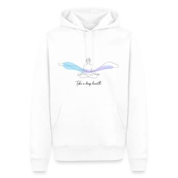Tranquil Meditation with Abstract Flowing Waves - Men’s Premium Organic Hoodie - white - Front - Nico (187cm)