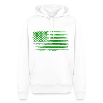 Drapeau de la Saint-Patrick irlandais américain lavé - Sweat à capuche Premium bio Homme - blanc - Devant - Nico (187cm)