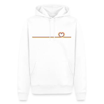 Deutschland Banner mit Herz - dezentes Motiv vorne - Männer Premium Bio Hoodie - Weiß - Vorne - Nico (187cm)