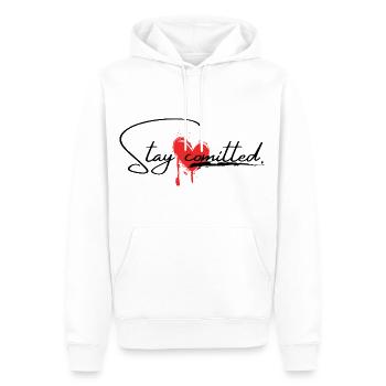 Stay comitted <3 - Männer Premium Bio Hoodie - Weiß - Vorne - Nico (187cm)