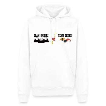 TEAM VS TEAM - Männer Premium Bio Hoodie - Weiß - Vorne - Nico (187cm)