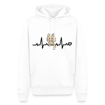 Fréquence cardiaque Chihuahua - Beige Poils longs Chi Chien - Sweat à capuche Premium bio Homme - blanc - Devant - Nico (187cm)