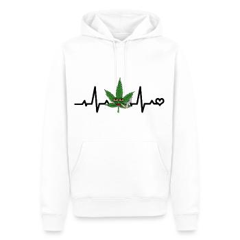 Weed, Hemp, Cannabis Leaf, Weed, Heartbeat, ECG, Pulse - Men’s Premium Organic Hoodie - white - Front - Nico (187cm)
