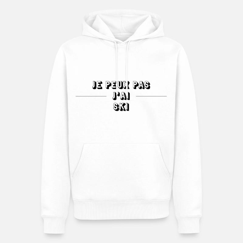 Je peux pas j'ai ski - Sweat à capuche Premium bio Homme - blanc