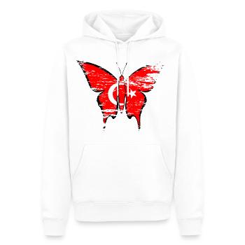 Drapeau de la Turquie papillon utilisé - Sweat à capuche Premium bio Homme - blanc - Devant - Nico (187cm)