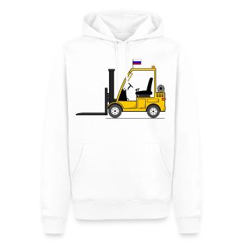 Chariot élévateur Drapeau de la Russie - Sweat à capuche Premium bio Homme - blanc - Devant - Nico (187cm)
