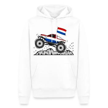 Monstertruck Holland Flagge - Männer Premium Bio Hoodie - Weiß - Vorne - Nico (187cm)