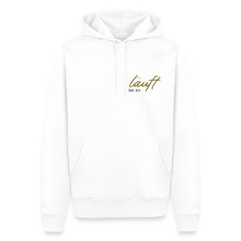 läuft bei dir. – 2 Farben - Männer Premium Bio Hoodie - Weiß - Vorne - Nico (187cm)