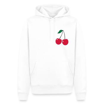 cherry - Men’s Premium Organic Hoodie - white - Front - Nico (187cm)