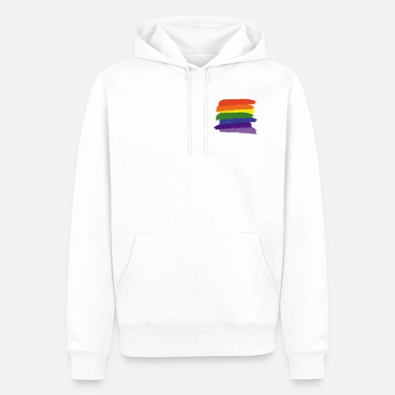 Regenbogen-Pinsel - Männer Premium Bio Hoodie - Weiß