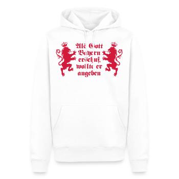Als Gott Bayern erschuf wollte er angeben - Männer Premium Bio Hoodie - Weiß - Vorne - Nico (187cm)