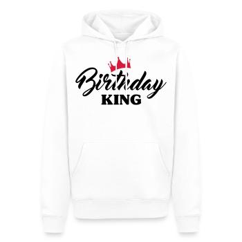 Anniversaire Messieurs Birthday King - Sweat à capuche Premium bio Homme - blanc - Devant - Nico (187cm)