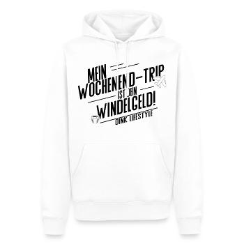 Mein Wochenendtrip ist dein Windelgeld – DINK Life - Männer Premium Bio Hoodie - Weiß - Vorne - Nico (187cm)