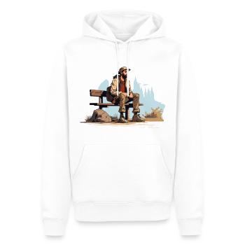 Randonnées Randonnées Montagnes Alpinisme Break Bank - Sweat à capuche Premium bio Homme - blanc - Devant - Nico (187cm)