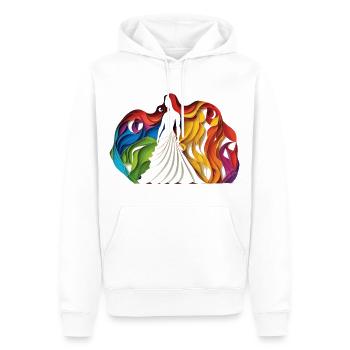 Femme aux cheveux en couleur arc-en-ciel colorée - Sweat à capuche Premium bio Homme - blanc - Devant - Nico (187cm)
