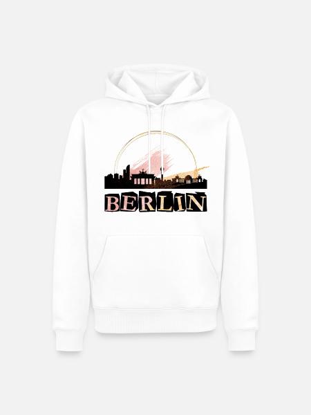 Berlin Deutschland Stadt Skyline Schrift Gold - Männer Premium Bio Hoodie - Weiß