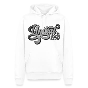 Unikat Est. 1950 - Männer Premium Bio Hoodie - Weiß - Vorne - Nico (187cm)