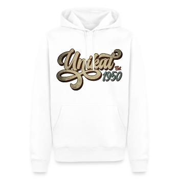 Unique fondée en 1950 - Sweat à capuche Premium bio Homme - blanc - Devant - Nico (187cm)