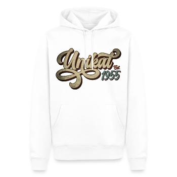 Unikat Est. 1955 - Männer Premium Bio Hoodie - Weiß - Vorne - Nico (187cm)