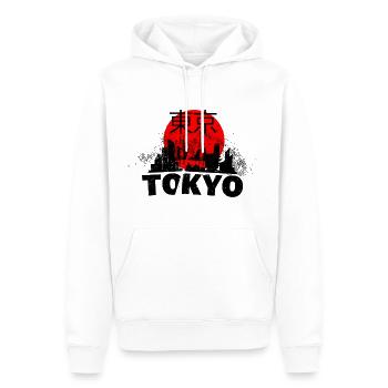 Tokio Japan Asien Stadt Skyline Schrift Grunge - Männer Premium Bio Hoodie - Weiß - Vorne - Nico (187cm)