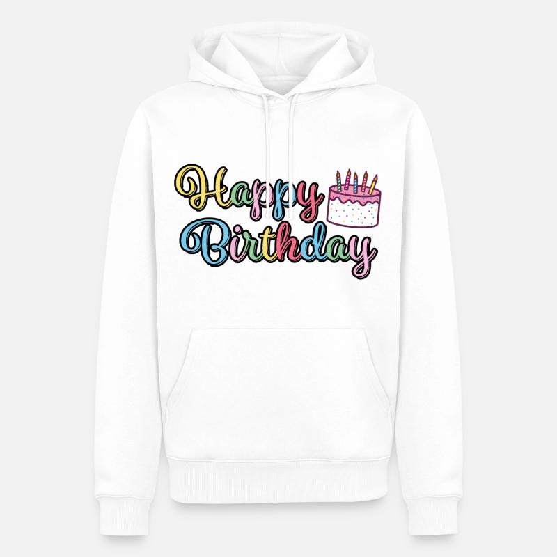 Joyeux anniversaire Joyeux gâteau d’anniversaire - Sweat à capuche Premium bio Homme - blanc