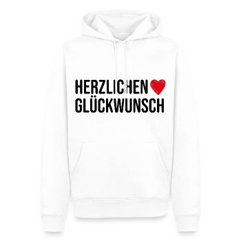 Glückwunsch Geburtstagsgruß Geschenkidee - Männer Premium Bio Hoodie - Weiß - Vorne - Nico (187cm)