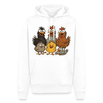 Bunte Hühner Cartoon Muster - Männer Premium Bio Hoodie - Weiß - Vorne - Nico (187cm)