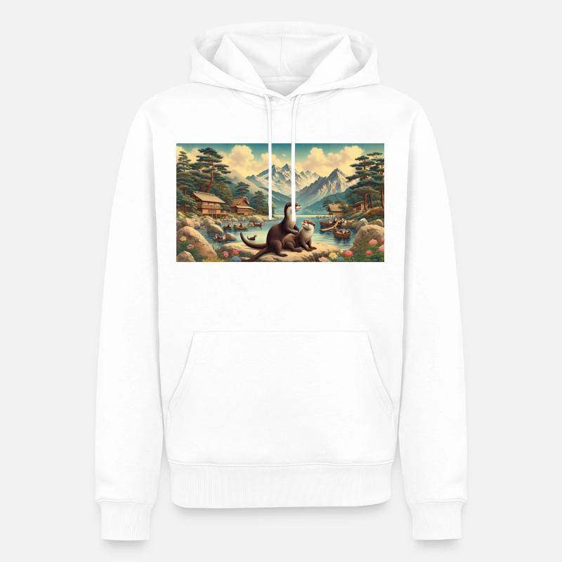 Das Paradies der Otter - Männer Premium Bio Hoodie - Weiß