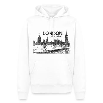 LONDON - Männer Premium Bio Hoodie - Weiß - Vorne - Nico (187cm)
