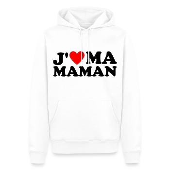 J' aime ma maman cadeau fête des mères - Sweat à capuche Premium bio Homme - blanc - Devant - Nico (187cm)