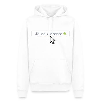 J'ai de la chance ☘️ - Sweat à capuche Premium bio Homme - blanc - Devant - Nico (187cm)