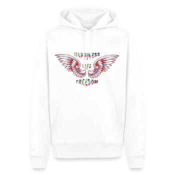 FLÜGEL - Männer Premium Bio Hoodie - Weiß - Vorne - Nico (187cm)
