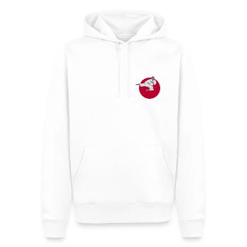 Side Kick in front of the sun of Japan - Men’s Premium Organic Hoodie - white - Front - Nico (187cm)