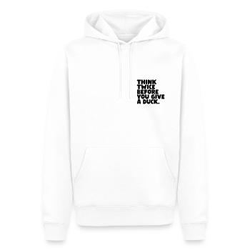 Réfléchissez-y à deux fois avant de donner un canard. - Sweat à capuche Premium bio Homme - blanc - Devant - Nico (187cm)