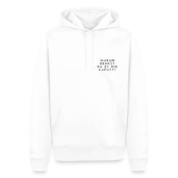 Warum denkst du es Dir kaputt? - Männer Premium Bio Hoodie - Weiß - Vorne - Nico (187cm)