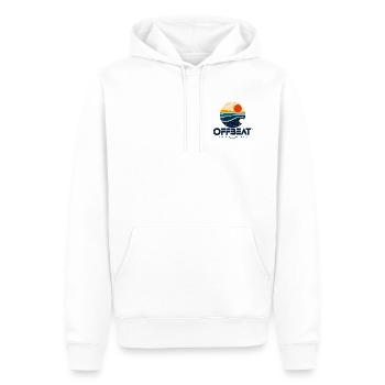 OFFBEAT – Retro Surf Logo - Männer Premium Bio Hoodie - Weiß - Vorne - Nico (187cm)