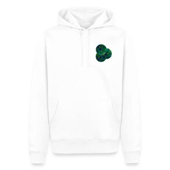 Blau-Grünes Design- handgemalt von Martina Eßer - Männer Premium Bio Hoodie - Weiß - Vorne - Nico (187cm)