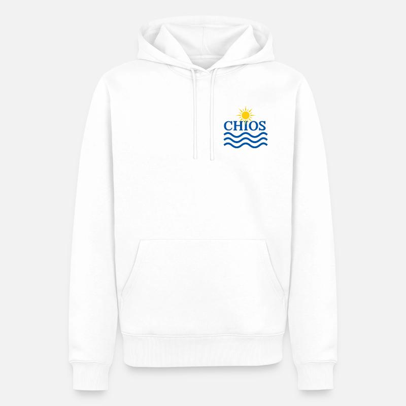 Soleil de Chios et vagues océaniques - Sweat à capuche Premium bio Homme - blanc