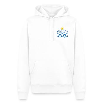 Matala Kreta-Wellen-Sonnenlogo - Männer Premium Bio Hoodie - Weiß - Vorne - Nico (187cm)