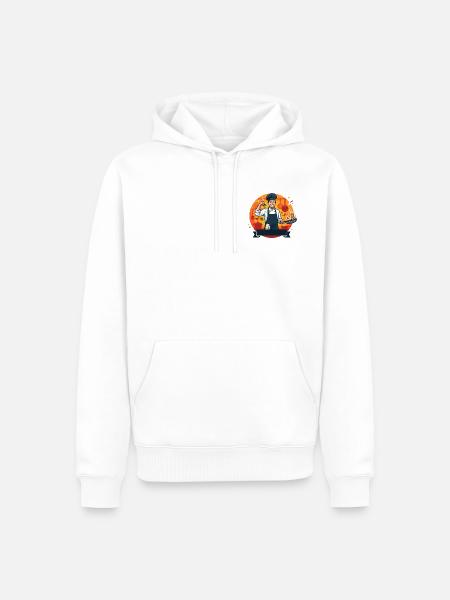 Fiery Chef: Dynamische Küche - Männer Premium Bio Hoodie - Weiß