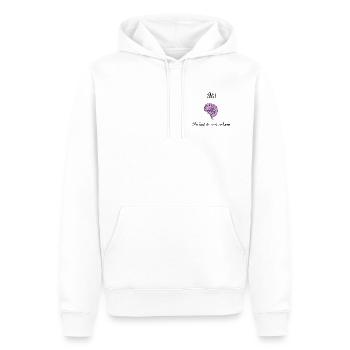 Hi! Du hast da was verloren | Gehirn Lineart Witz - Männer Premium Bio Hoodie - Weiß - Vorne - Nico (187cm)