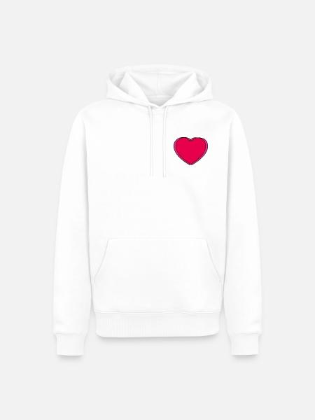 Herzkontrast Pinkes Herzdesign - Männer Premium Bio Hoodie - Weiß