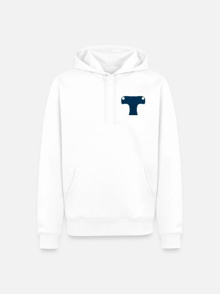 Mitternachtsblauer stilisierter Hammerhai-Kopf - Männer Premium Bio Hoodie - Weiß