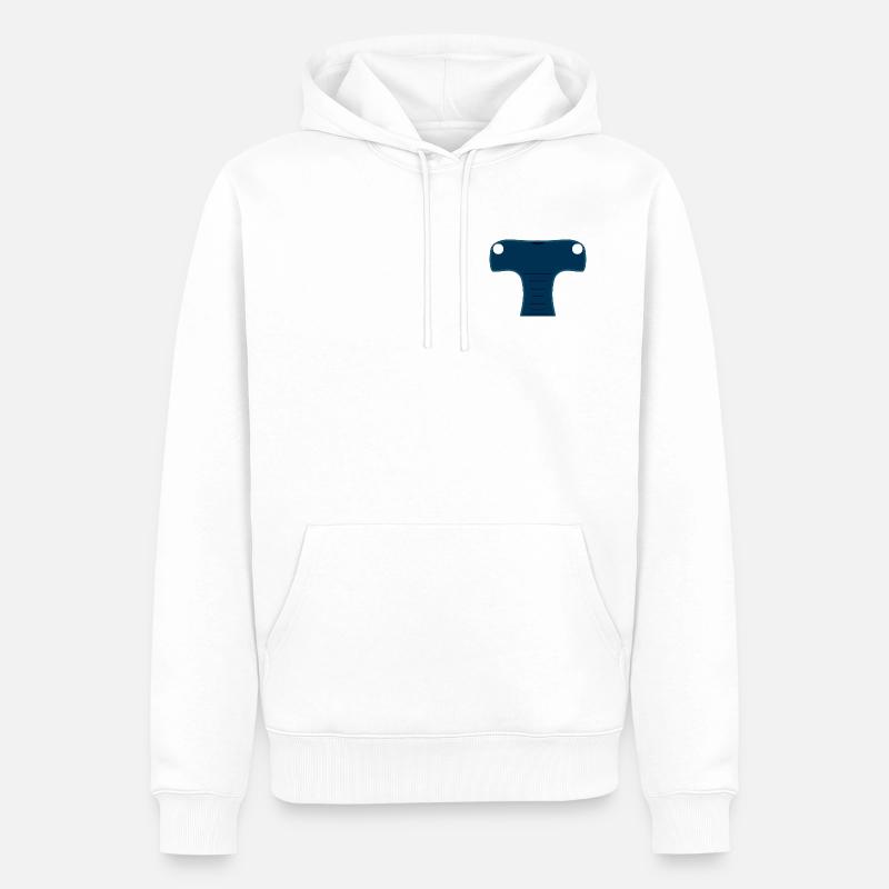 Mitternachtsblauer stilisierter Hammerhai-Kopf - Männer Premium Bio Hoodie - Weiß