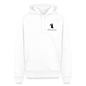 Beruflich mit Menschen arbeiten | Sensenmann Spaß - Männer Premium Bio Hoodie - Weiß - Vorne - Nico (187cm)