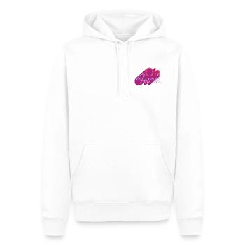 Oh Fuck Script in Purple Hue - Männer Premium Bio Hoodie - Weiß - Vorne - Nico (187cm)