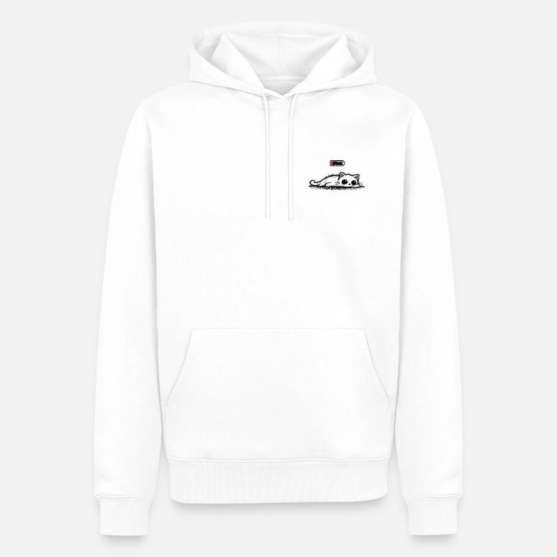 Battery low – Süße Katze Minimal Statement - Männer Premium Bio Hoodie - Weiß