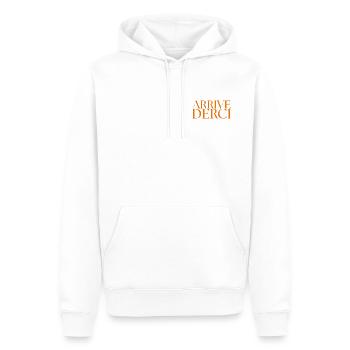 Arrivederci Typo - Männer Premium Bio Hoodie - Weiß - Vorne - Nico (187cm)