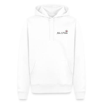 Police cursive en forme de cœur n°1 de la mère - Sweat à capuche Premium bio Homme - blanc - Devant - Nico (187cm)